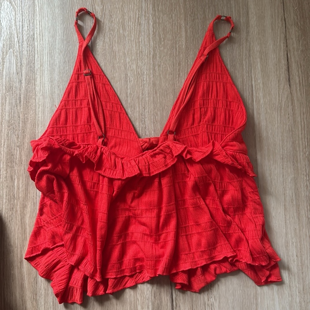 Free People Red Ruffle Flowy Tank Top - Picture 5 of 5